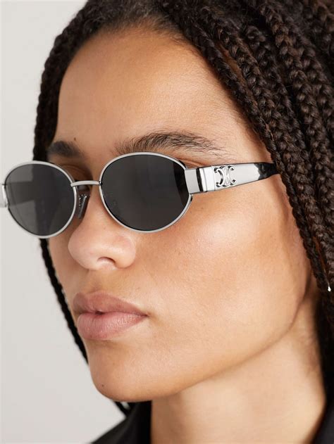 celine women's triomphe oval metal sunglasses|Celine sunglasses price.